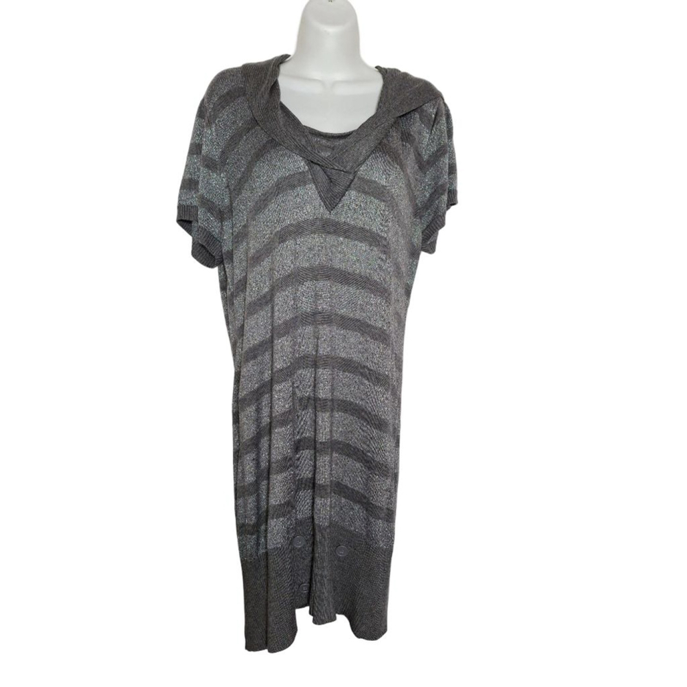 Extra Touch Gray Striped Cowl Neck Sweater dress sz 3X Y2K